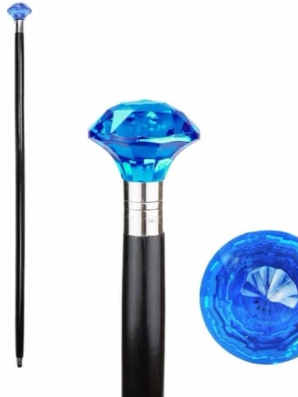 Victorian Walking Stick Cobalt Blue Cut Glass Cane